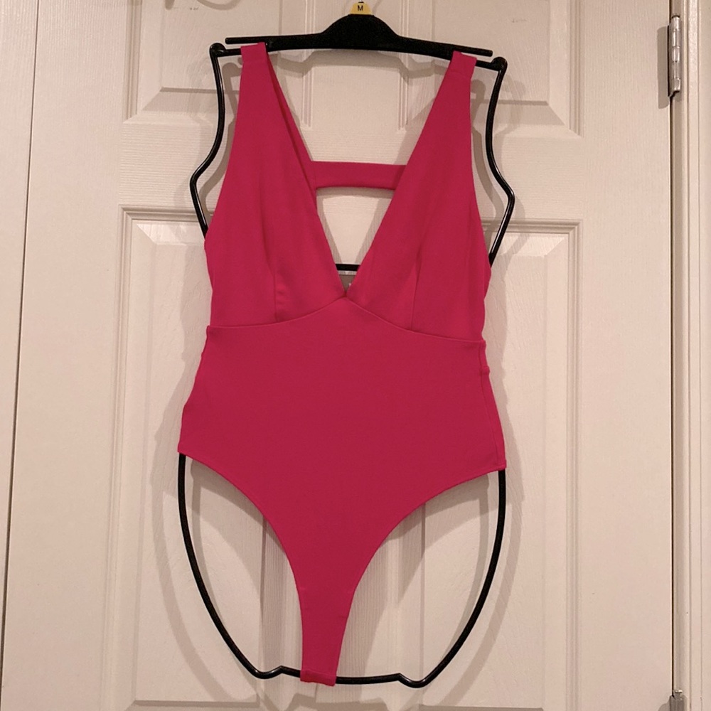 NBD x Naven pink thong low cut bodysuit, Sz S
